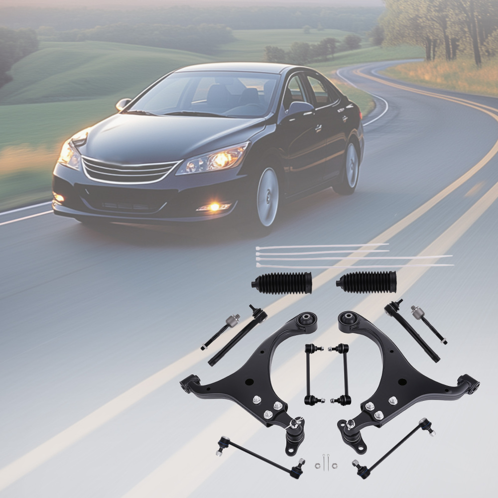 14Pc Front Lower Control Arm Tie rod Sway Bar for 2007-2012 compatible for Hyundai Elantra 2.0L