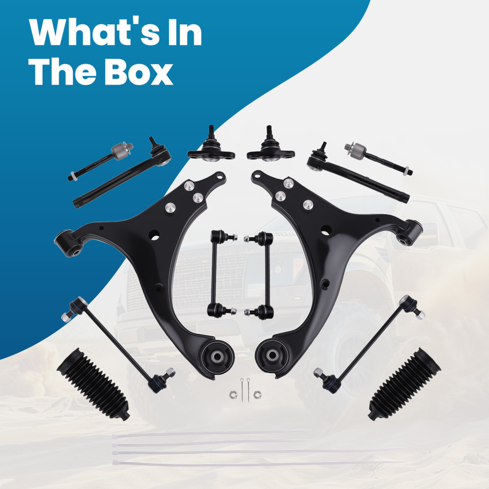 14Pc Front Lower Control Arm Tie rod Sway Bar for 2007-2012 compatible for Hyundai Elantra 2.0L