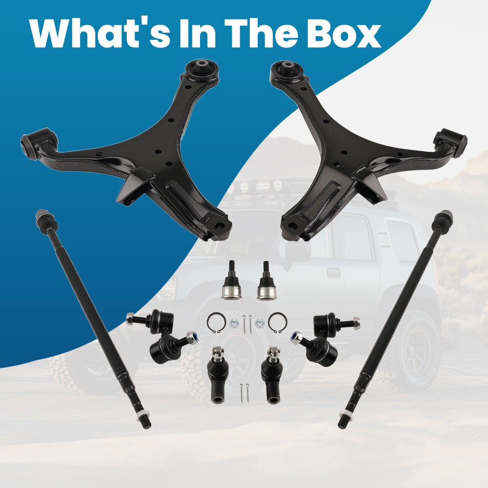 10x Front Lower Control Arms Sway Bars Tie Rods Kit for 2003-2011 compatible for Honda Element