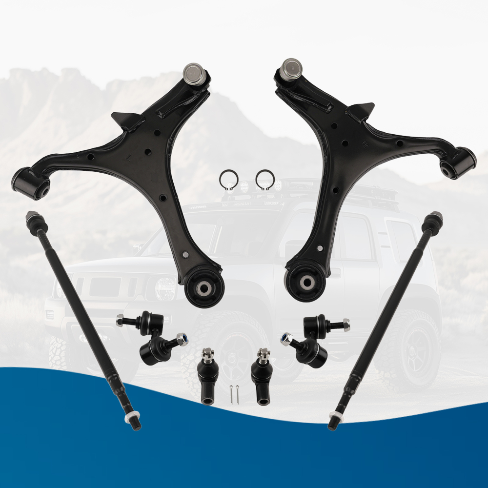 10x Front Lower Control Arms Sway Bars Tie Rods Kit for 2003-2011 compatible for Honda Element