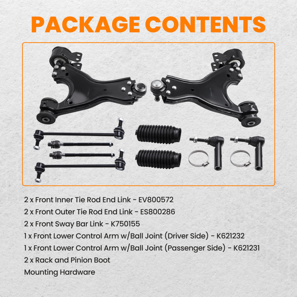 12pcs Front Suspension Kit Control Arms Ball Joints Tie Rod Ends for 07-15 compatible for GMC