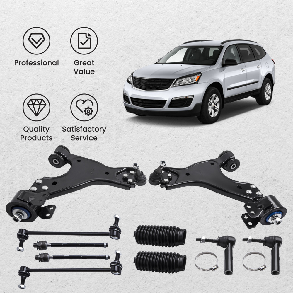 12pcs Front Suspension Kit Control Arms Ball Joints Tie Rod Ends for 07-15 compatible for GMC
