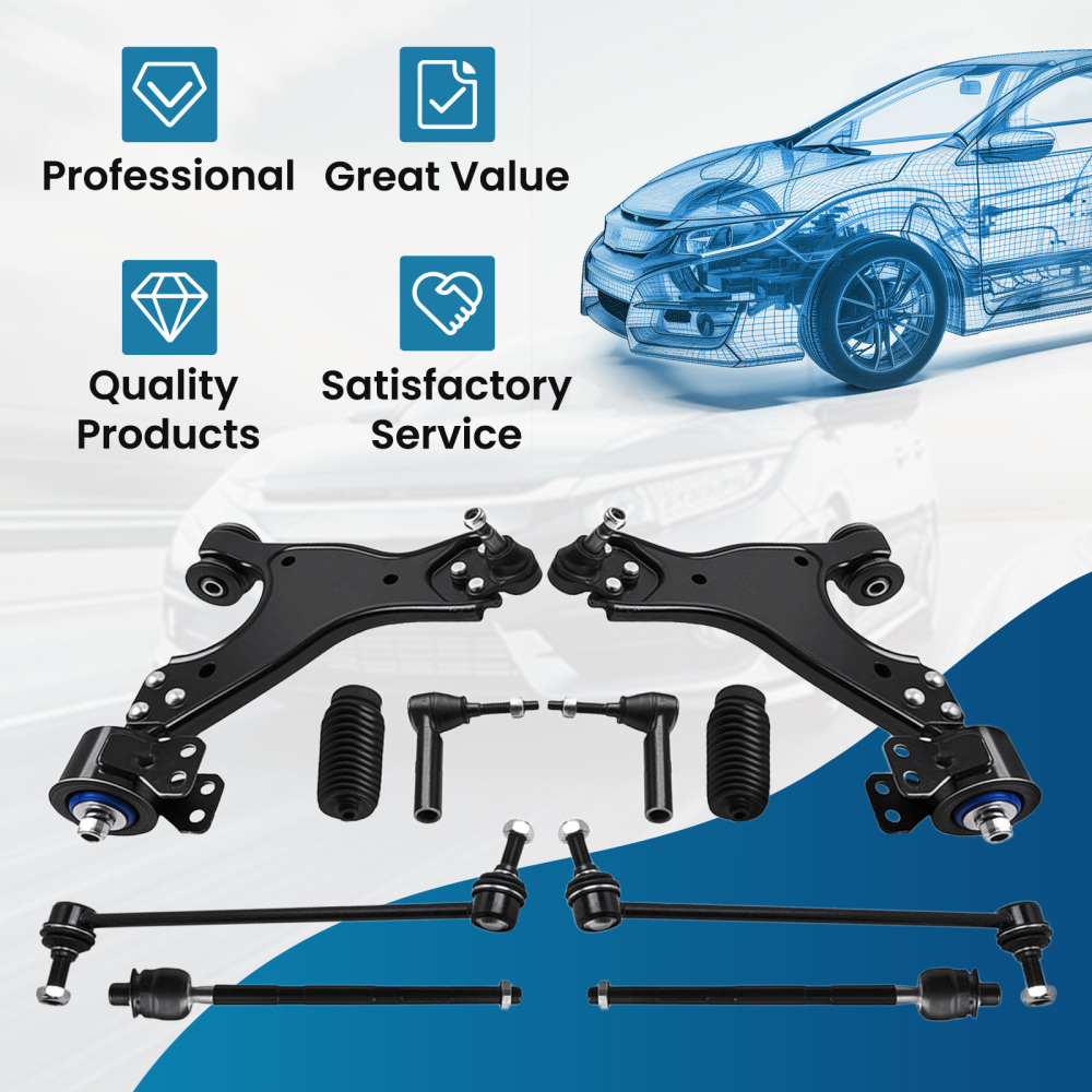 12pcs Front Suspension Kit Control Arms Ball Joints Tie Rod Ends for 07-15 compatible for GMC