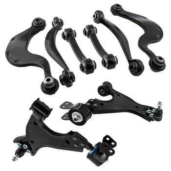 8x Front Lower + Rear Upper Control Arms for 07-17 compatible for GMC Acadia Enclave Traverse
