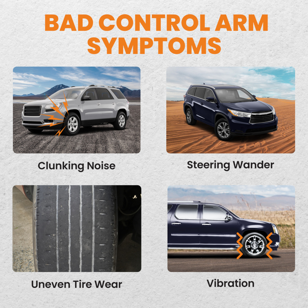 8x Front Lower + Rear Upper Control Arms for 07-17 compatible for GMC Acadia Enclave Traverse