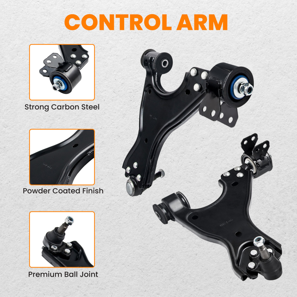 8x Front Lower + Rear Upper Control Arms for 07-17 compatible for GMC Acadia Enclave Traverse