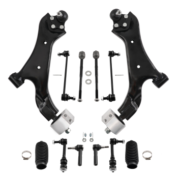 12x Front Lower Control Arms Sway Bar Tie Rods compatible for Chevy Equinox 2010 2011-2017
