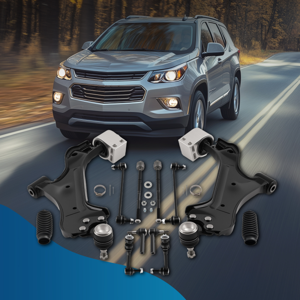 12x Front Lower Control Arms Sway Bar Tie Rods compatible for Chevy Equinox 2010 2011-2017