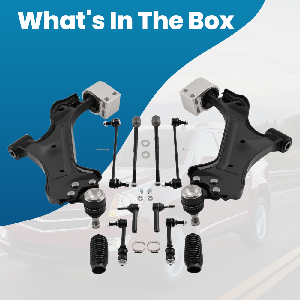 12x Front Lower Control Arms Sway Bar Tie Rods compatible for Chevy Equinox 2010 2011-2017