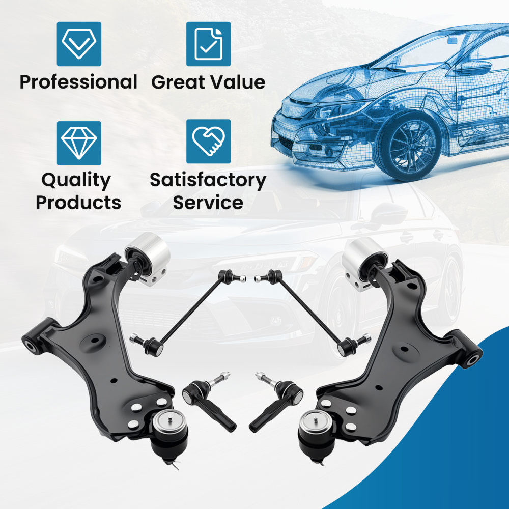 6 PCS Kit LR Lower Control Arm compatible for Chevrolet Equinox compatible for FWD 15-17 524-158