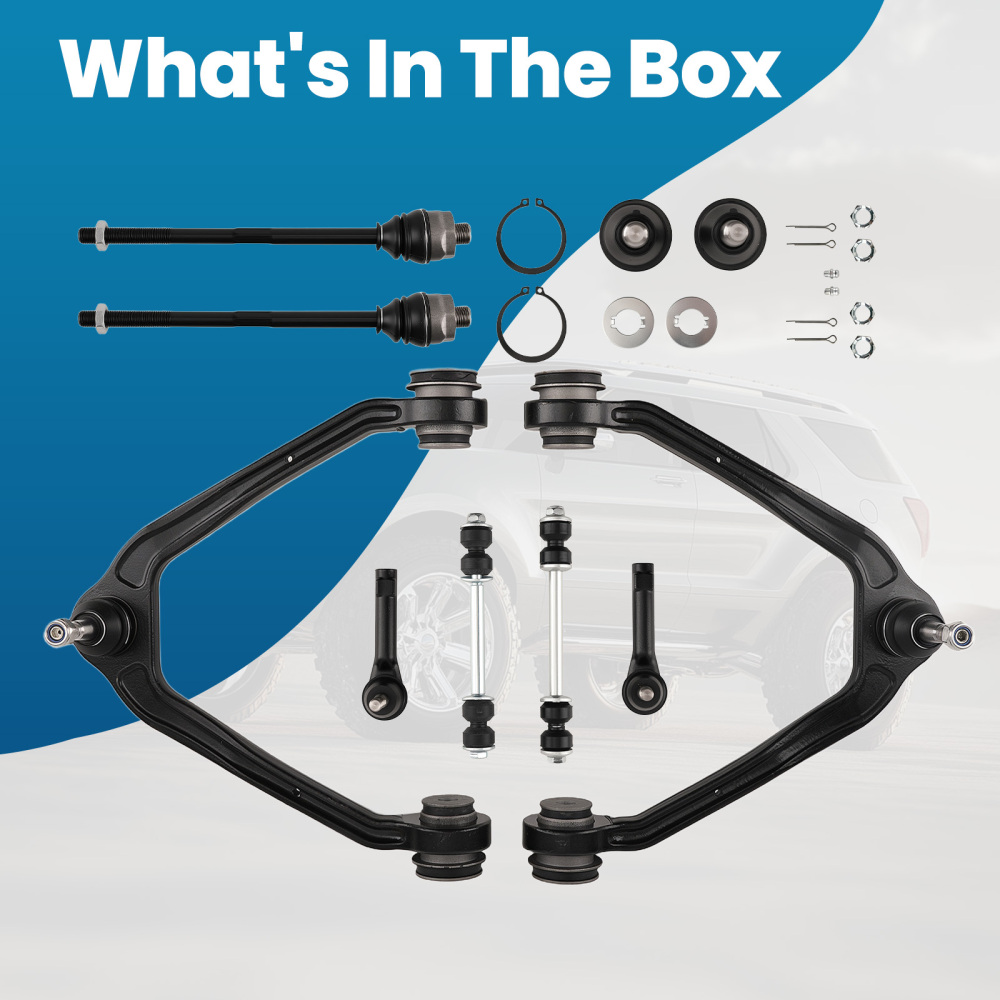 10x Front Upper Control Arms Tie Rods For 1999-06 compatible for Silverado Sierra 1500 4WD/AWD
