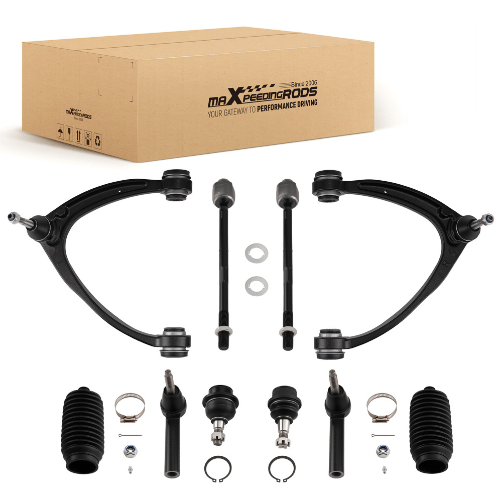 10x Front Upper Control Arms Tie Rod Kit for 2007-13 compatible for GMC Sierra Silverado 1500