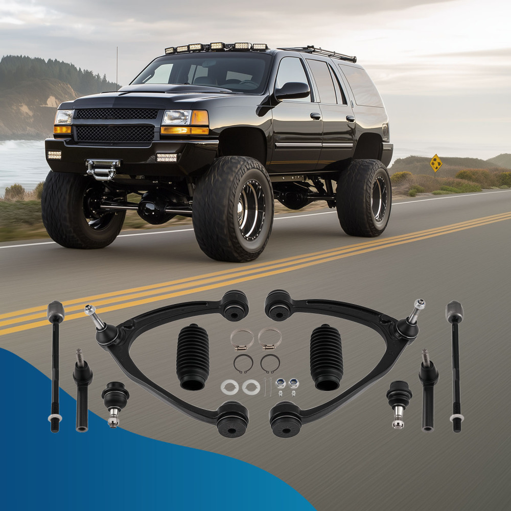 10x Front Upper Control Arms Tie Rod Kit for 2007-13 compatible for GMC Sierra Silverado 1500