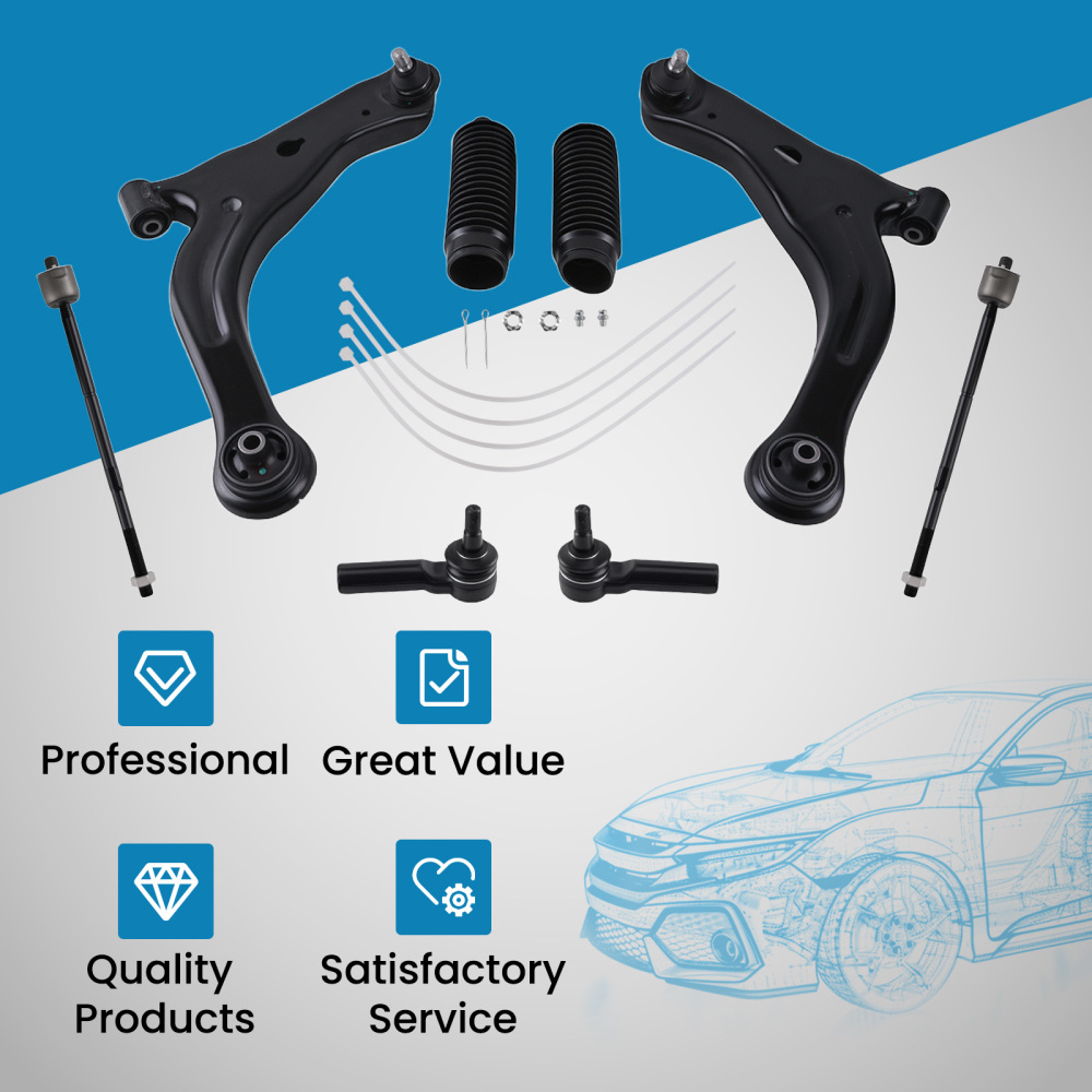 8x Front Lower Control Arms Tie Rods for 2010 2011 compatible for Mercury Mariner Mazda Tribute