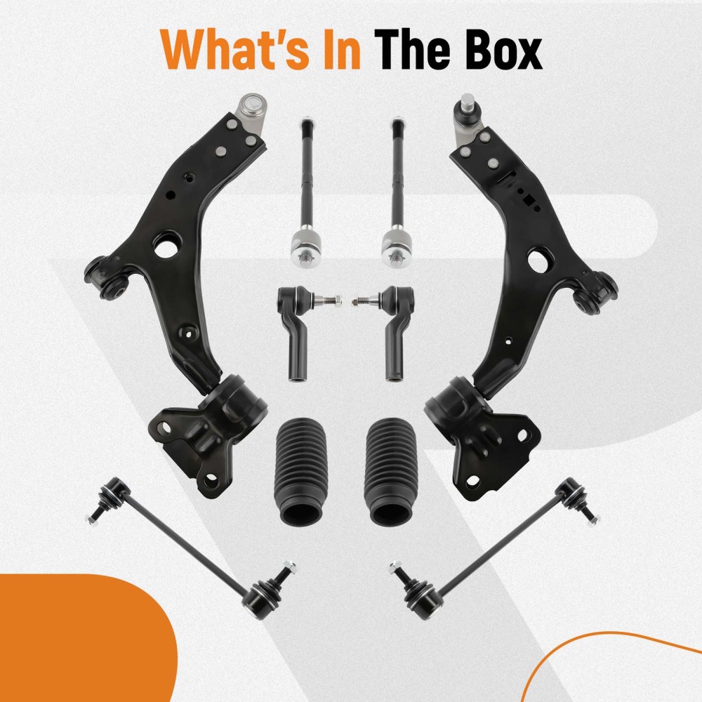 Front Lower Control Arm w/ Ball Joint Tierods Sway Bar compatible for Ford Escape 2013-2018