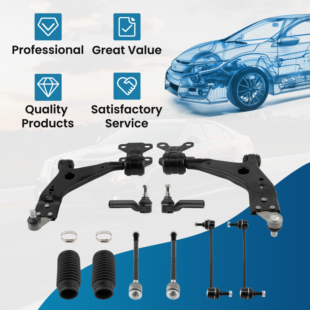 Front Lower Control Arm w/ Ball Joint Tierods Sway Bar compatible for Ford Escape 2013-2018