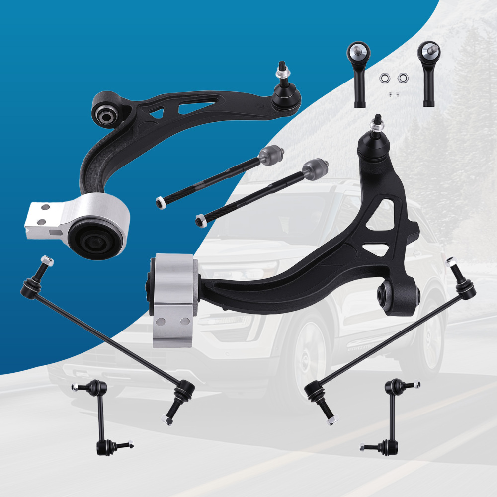 10x Front Lower Control Arms Tie Rods Sway Bars Kit for 2011-2019 compatible for Ford Explorer