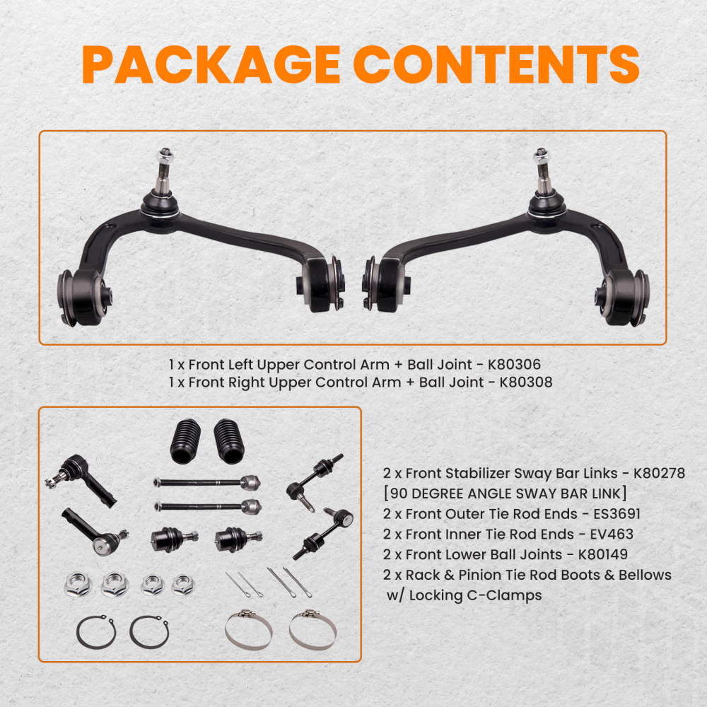 12 Pcs Control Arms Ball Joint Sway Bar Tie compatible for Ford F-150 2004 2005 2WD K80308 suspension arms