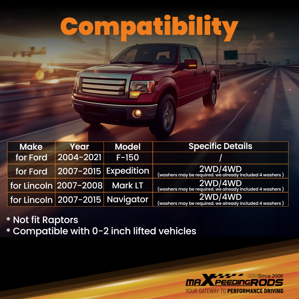 0-2 Lift Front Upper Control Arms LH RH For 2004-2023 Ford F-150 F150 2WD 4WD