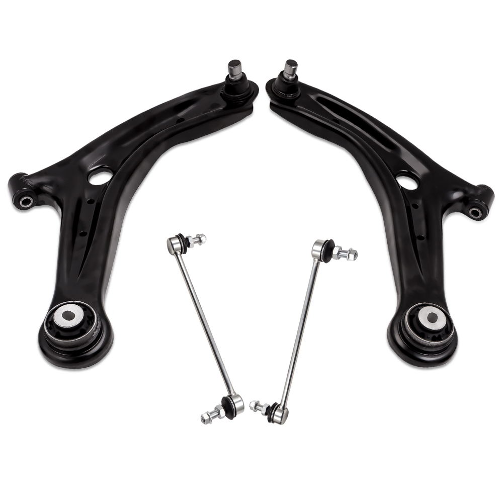 4x Front Lower Suspension Control Wishbone Arm + Links compatible for Ford Fiesta Mk7 Lh Rh