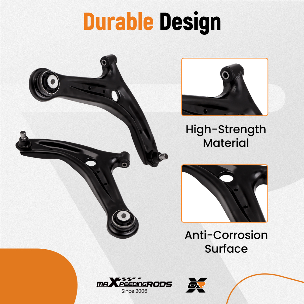 4x Front Lower Suspension Control Wishbone Arm + Links compatible for Ford Fiesta Mk7 Lh Rh