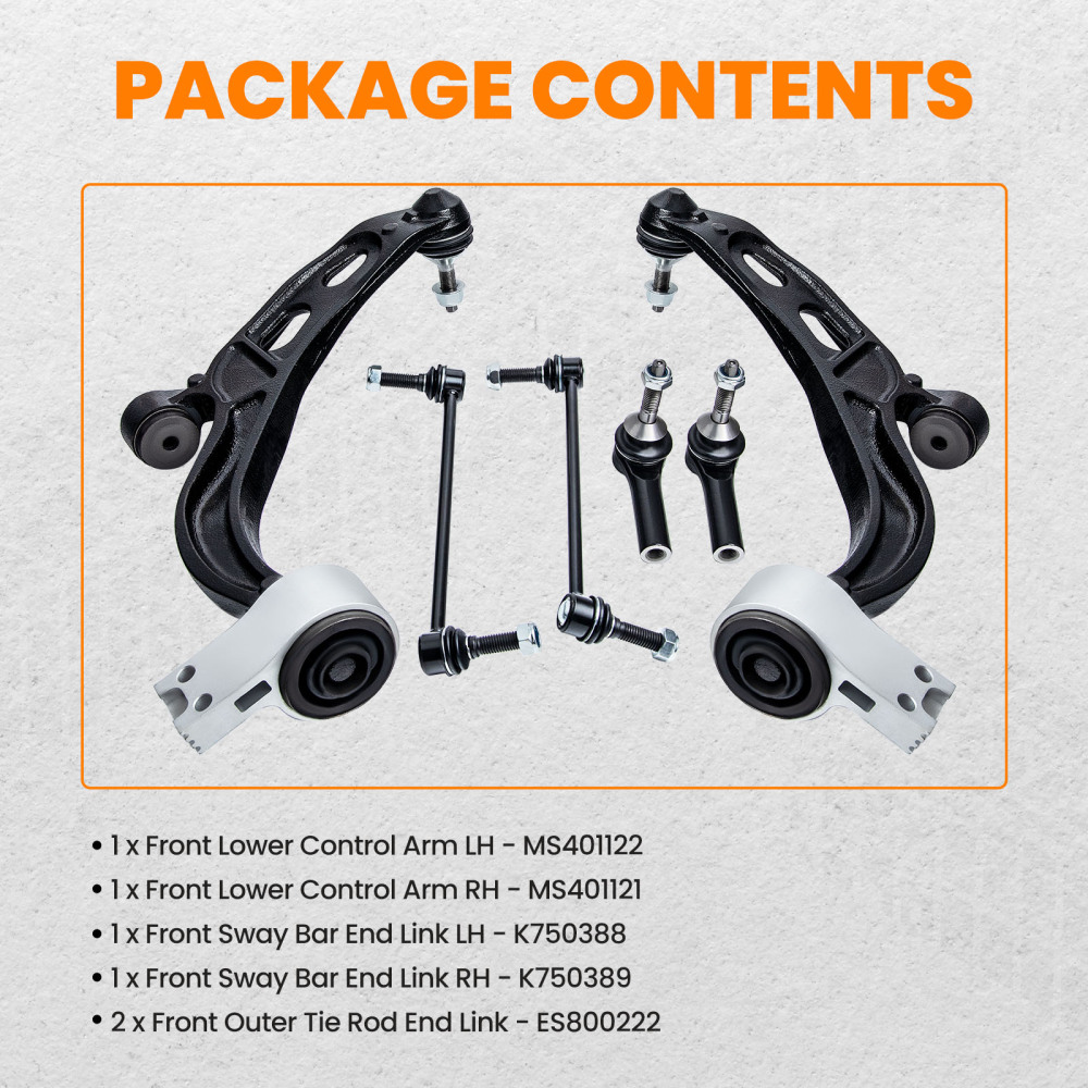 6 Pcs Front Lower Control Arm Assembly compatible for Ford Taurus 2010 - 2012 All Models