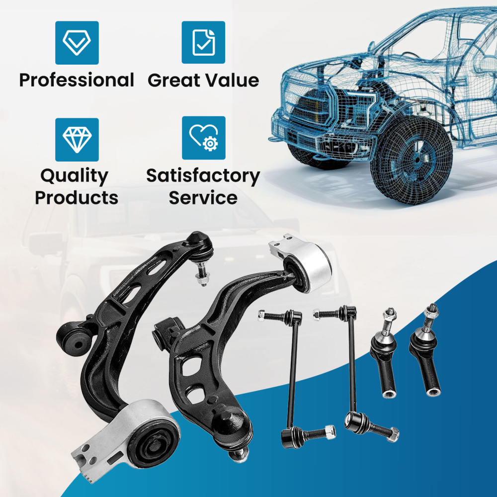 Front Lower Control Arm Tie Rods Kit compatible for Ford Flex Taurus compatible for Lincoln MKS MKT 10-12