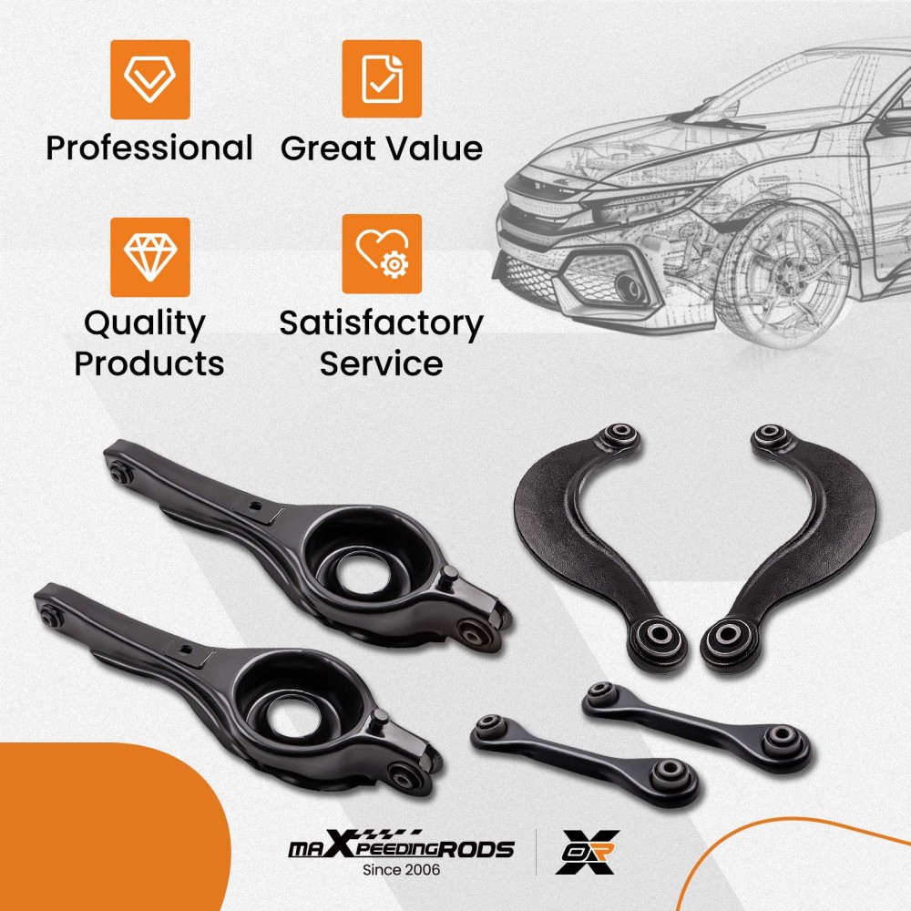6pcs Rear Lower + Upper Control Arm Suspension Kit compatible for Ford Focus 1998-2011