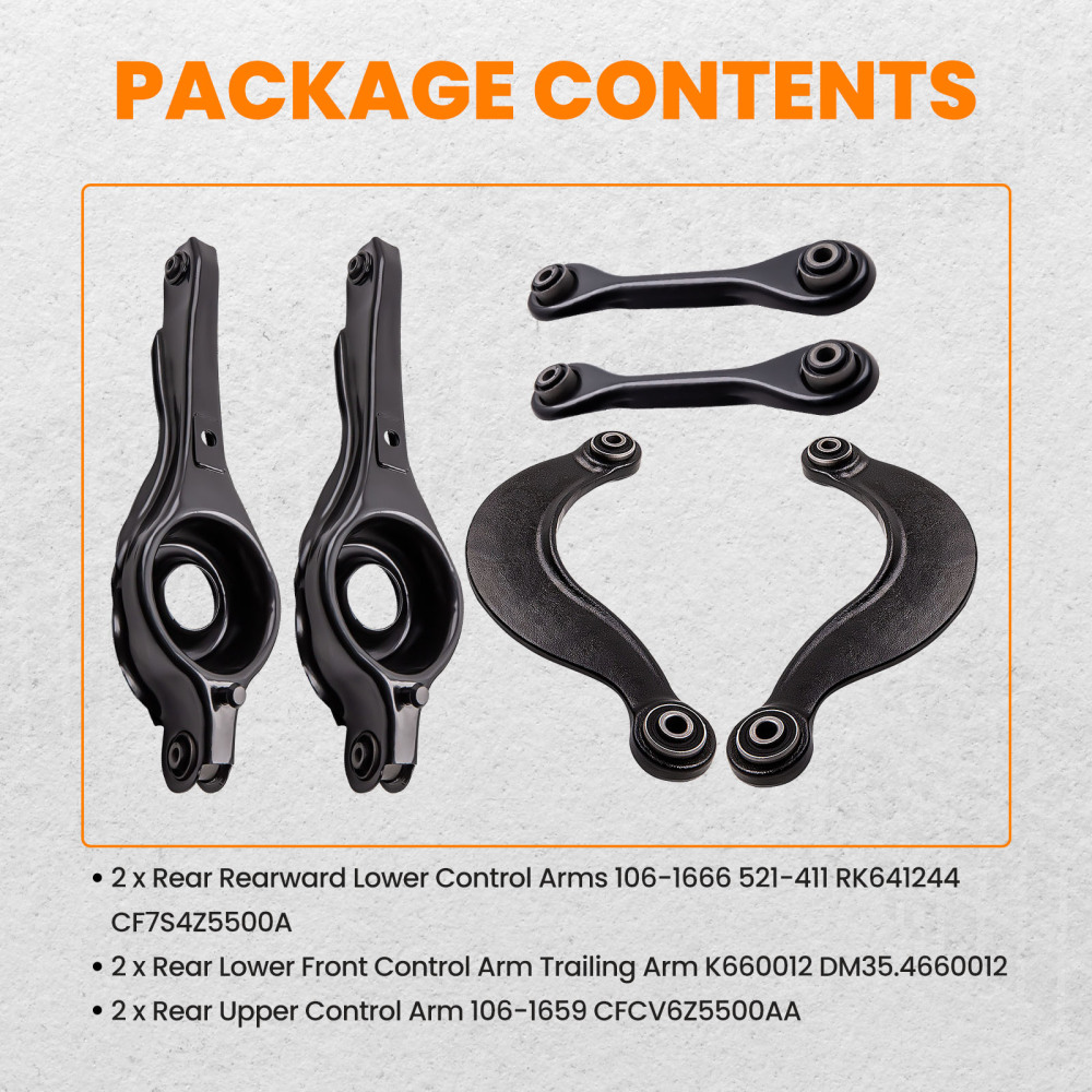 6 Pcs Rear Forward Rearward Control Arm compatible for Ford Focus 2000-2006 ZX3 3 Door