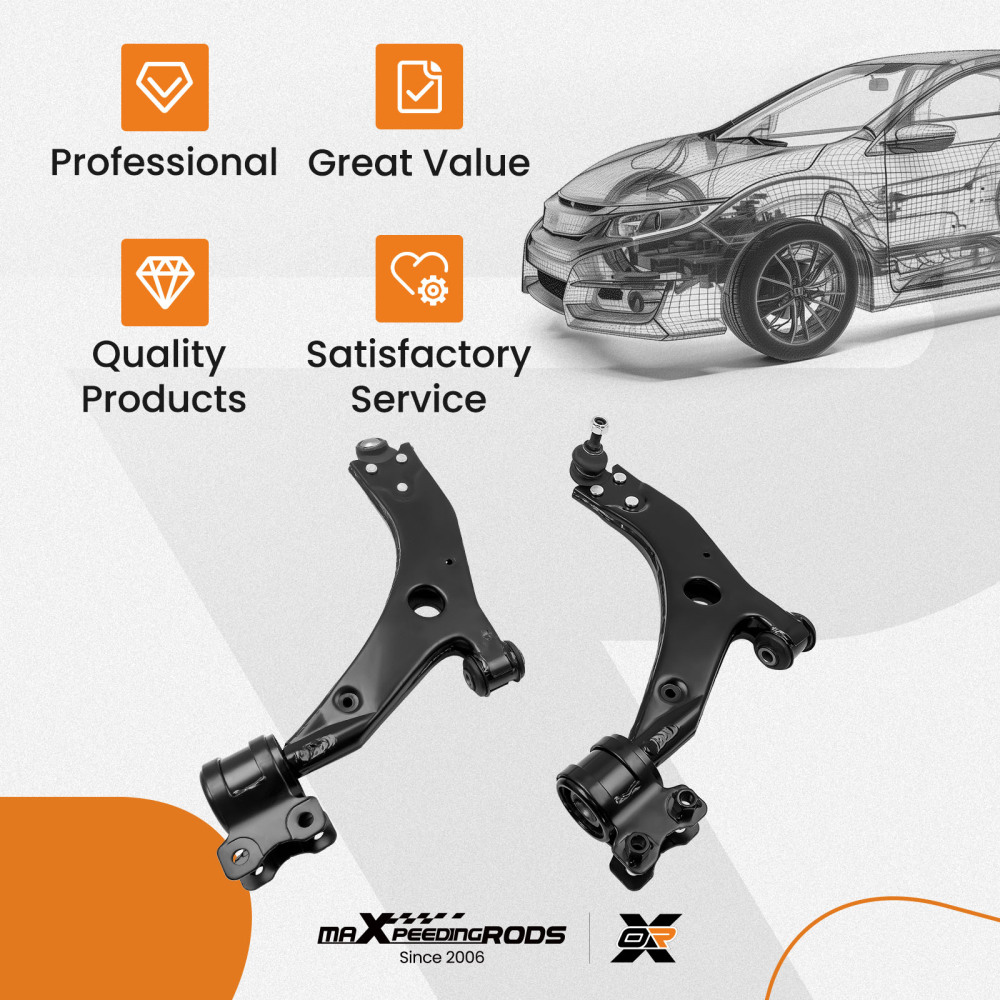 Front Lower Suspension Wishbone Track Control Arms compatible for Ford Focus MK2C-Max 21MM