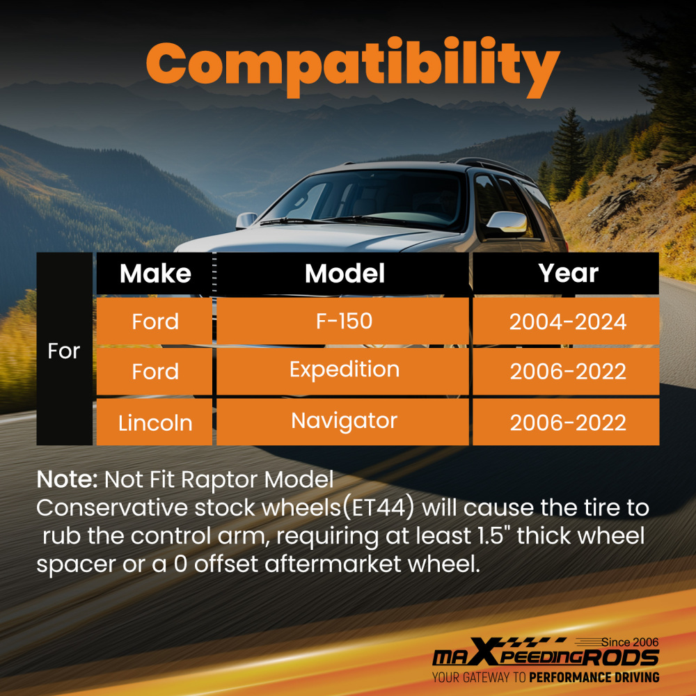 Forged Aluminum Upper Control Arms For 2004-2024 compatible for Ford F-150 w/ 2-4 Front Lift