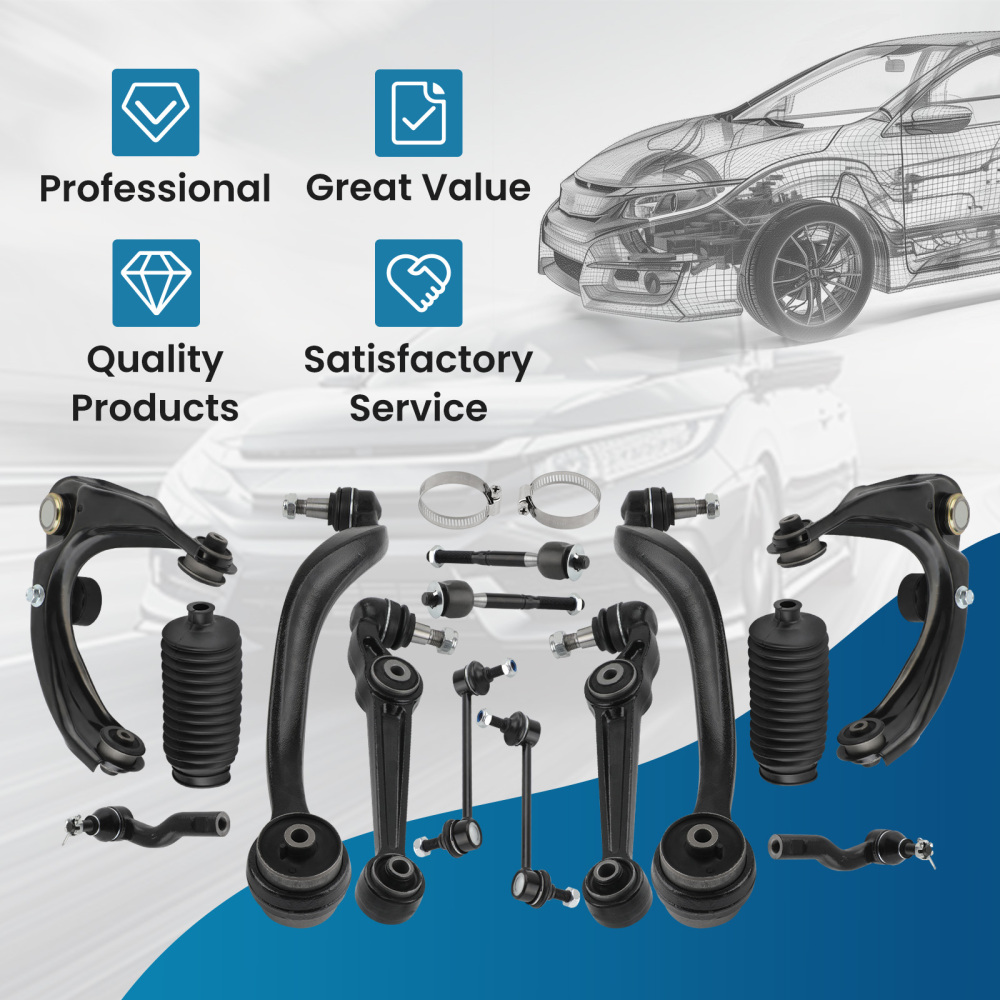 Front Upper Lower Control Arm Tierod Sway Bar compatible for Ford Fusion Milan MKZ 2010-12