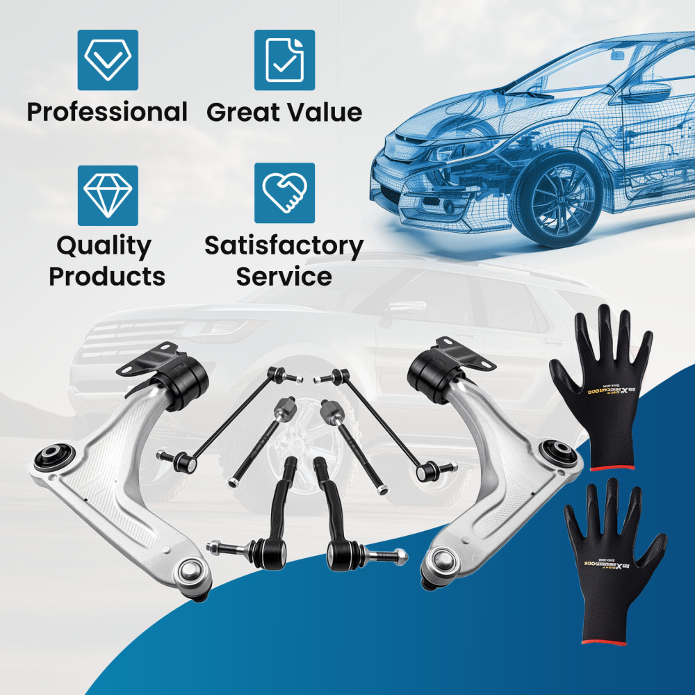 8x Front Lower Control Arms Ball Joint Tierods compatible for Ford Fusion compatible for Lincoln MKZ 13-17