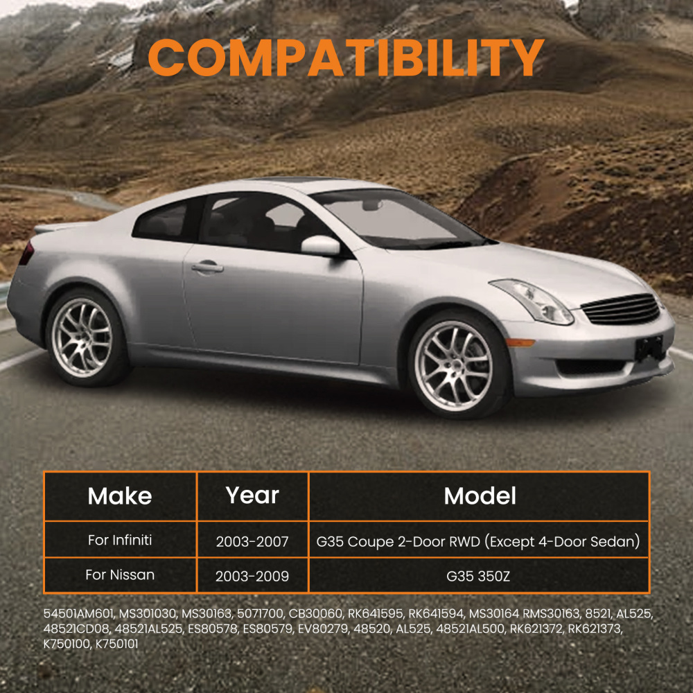 10 Pcs Front Suspension and Steering Kit compatible for Infiniti G35 Coupe 2-Door RWD 03-07