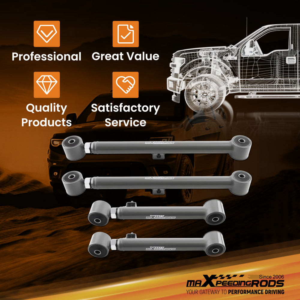 4 Pcs Adjustable Rear Control Arms 0-6 Lift for 2009-2024 compatible for Ram 1500 Gladiator