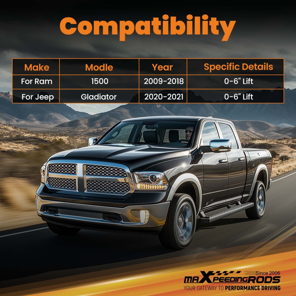 4 Pcs Adjustable Rear Control Arms 0-6 Lift for 2009-2024 compatible for Ram 1500 Gladiator