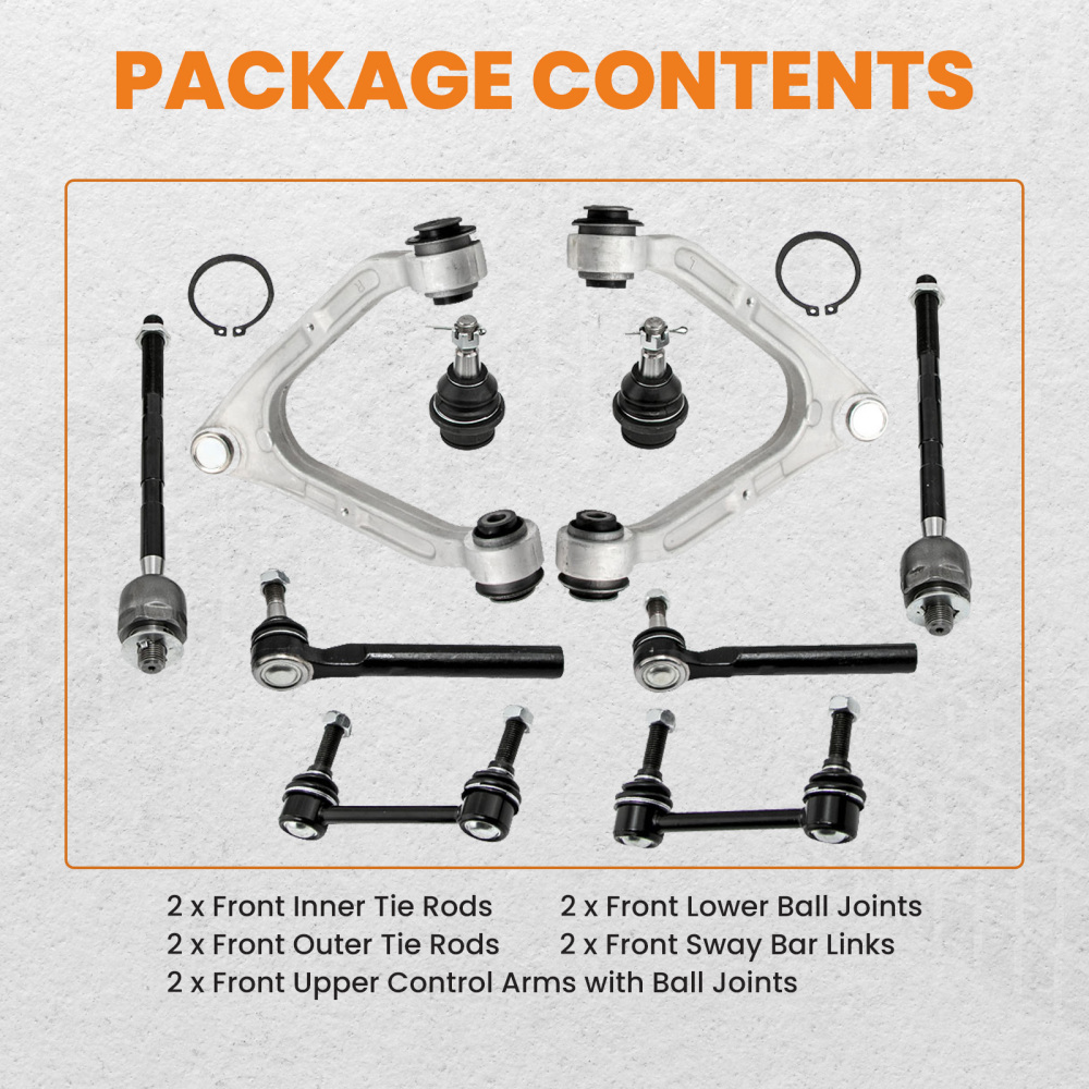 10x Front Upper Control Arm Ball Joint Tie Rods Sway Bar compatible for Hummer H3 2006-2010