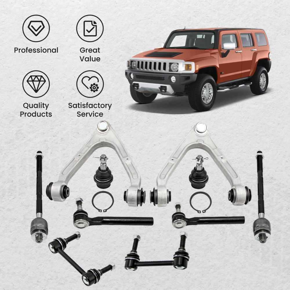 10x Front Upper Control Arm Ball Joint Tie Rods Sway Bar compatible for Hummer H3 2006-2010