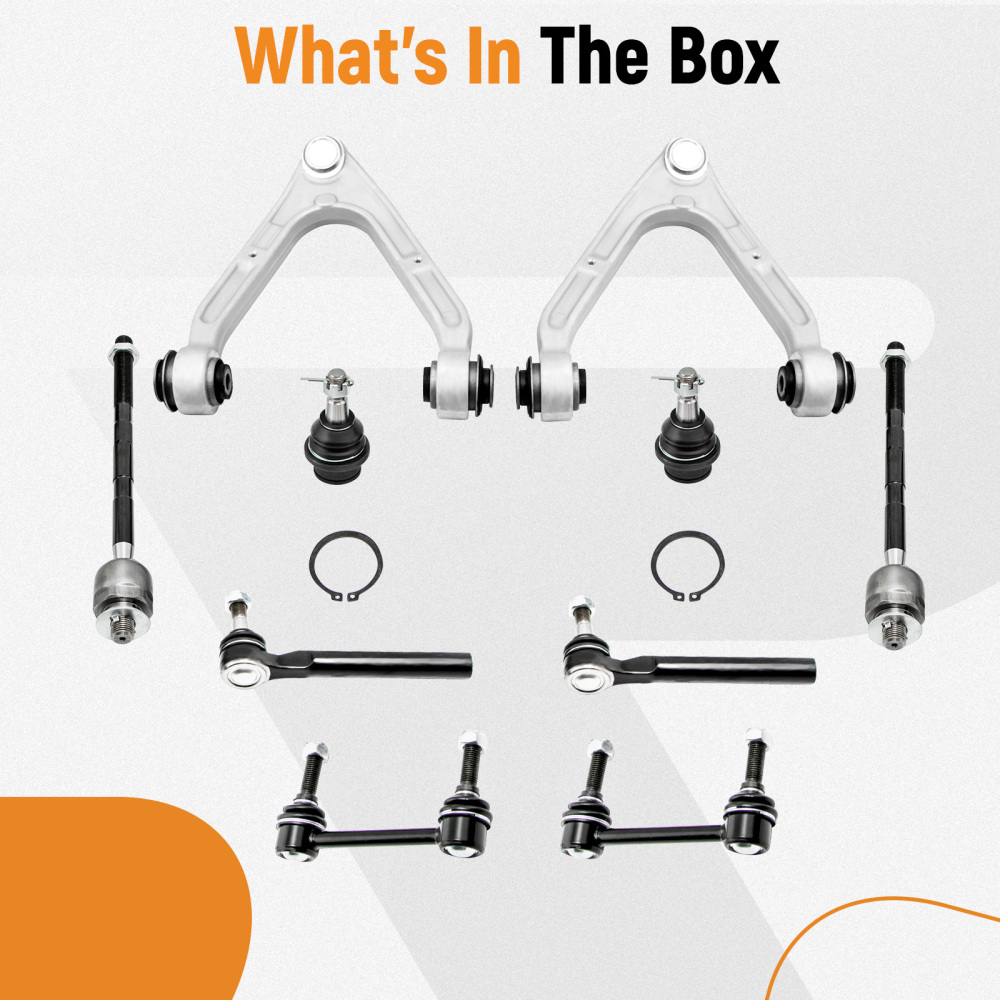 10x Front Upper Control Arms Tie Rod Sway Bar Link Kit compatible for Hummer H3 2006-2010