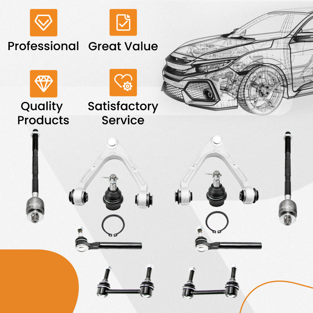 10x Front Upper Control Arms Tie Rod Sway Bar Link Kit compatible for Hummer H3 2006-2010