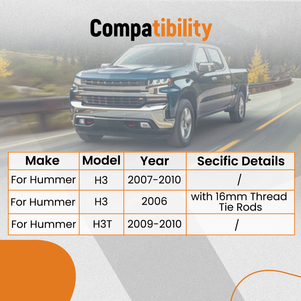 10x Front Upper Control Arms Tie Rod Sway Bar Link Kit compatible for Hummer H3 2006-2010
