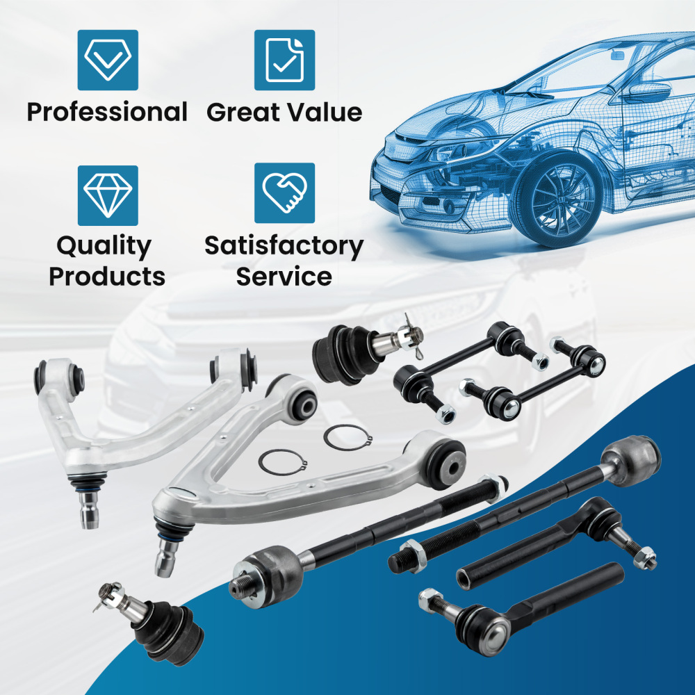 8pcs Front Suspension Control Arm Ball Joint Sway Bar Link Tie Rod compatible for Hummer H3