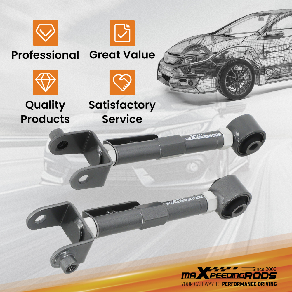 2x Rear Upper Adjustable Camber Control Arm Suspension Kit compatible for Honda CRV 02-06