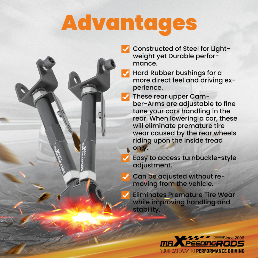 2x Rear Upper Adjustable Camber Control Arm Suspension Kit compatible for Honda CRV 02-06