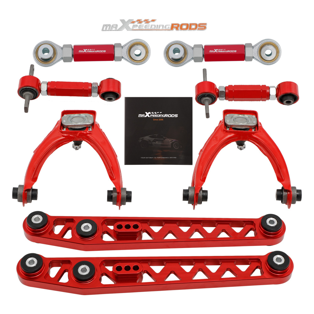 8PCS FRONT REAR CAMBER TOE ARM KIT + LOWER CONTROL ARM compatible for HONDA CIVIC 1996-2000