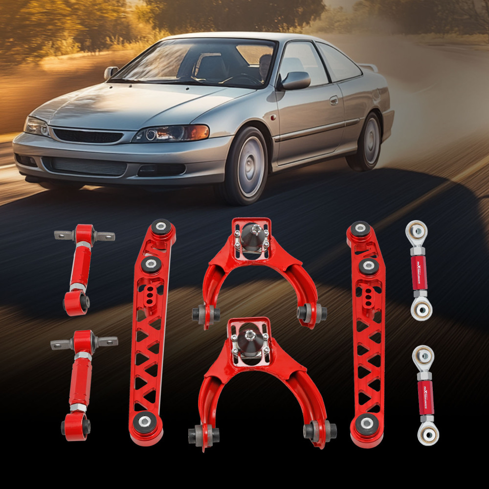 8PCS FRONT REAR CAMBER TOE ARM KIT + LOWER CONTROL ARM compatible for HONDA CIVIC 1996-2000