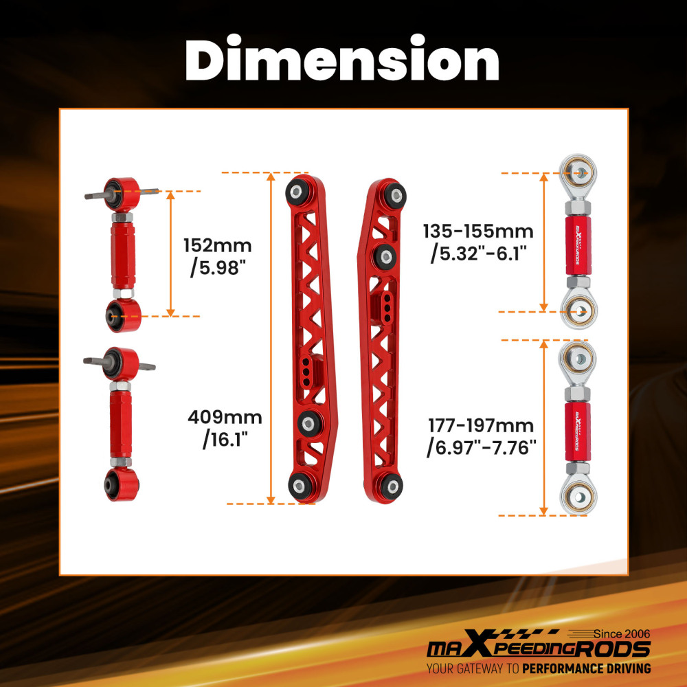 8PCS FRONT REAR CAMBER TOE ARM KIT + LOWER CONTROL ARM compatible for HONDA CIVIC 1996-2000