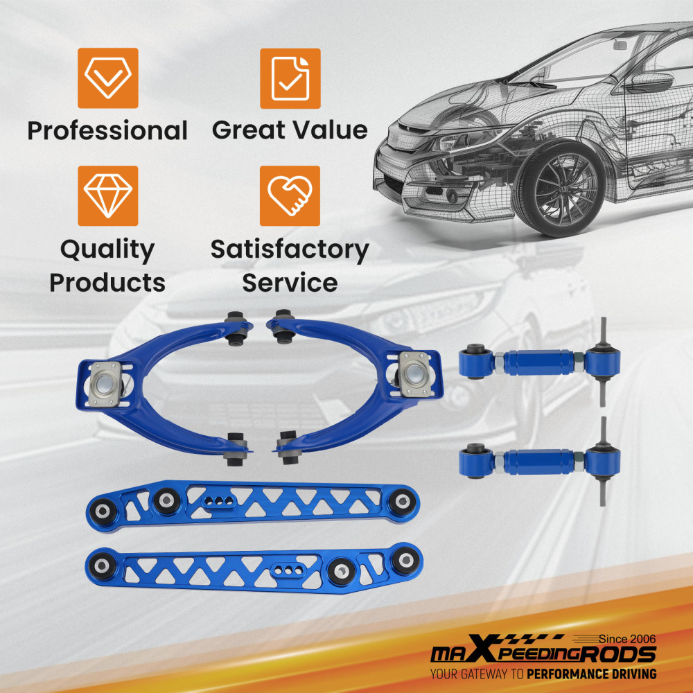Rear LowerFront Upper Control Arms + Rear Camber Kit For 96-00 Honda Civic