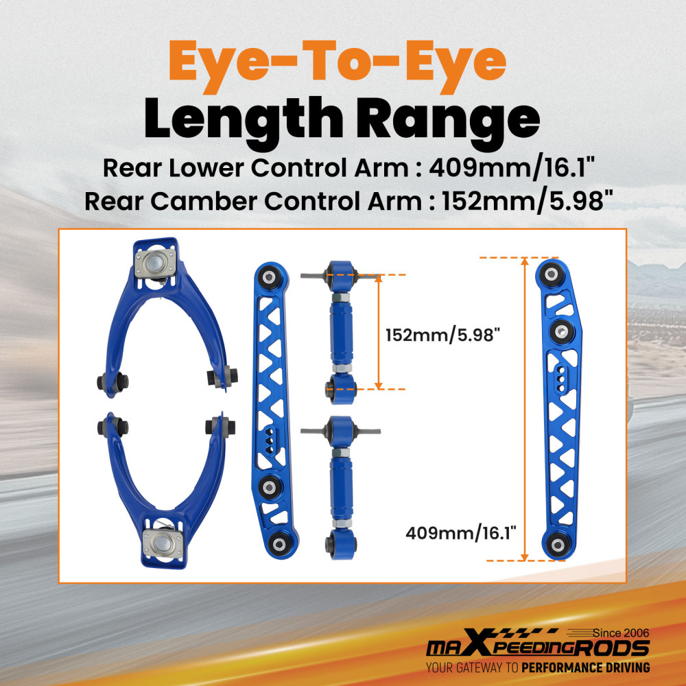 Rear LowerFront Upper Control Arms + Rear Camber Kit For 96-00 Honda Civic