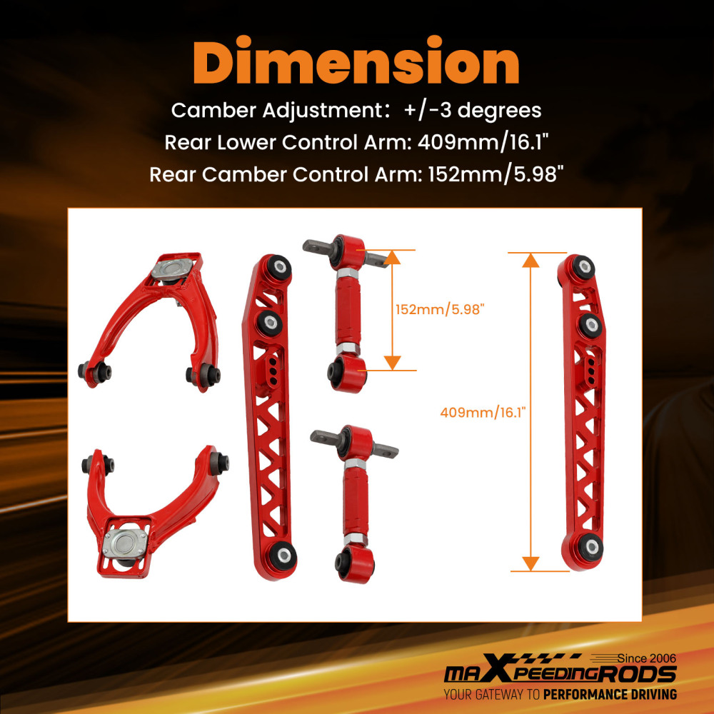 BRAS DECONTRÔLE INFÉRIEURS + KIT DE CARROSSAGE AVANT ETARRIÈRE compatible pour HONDA CIVIC